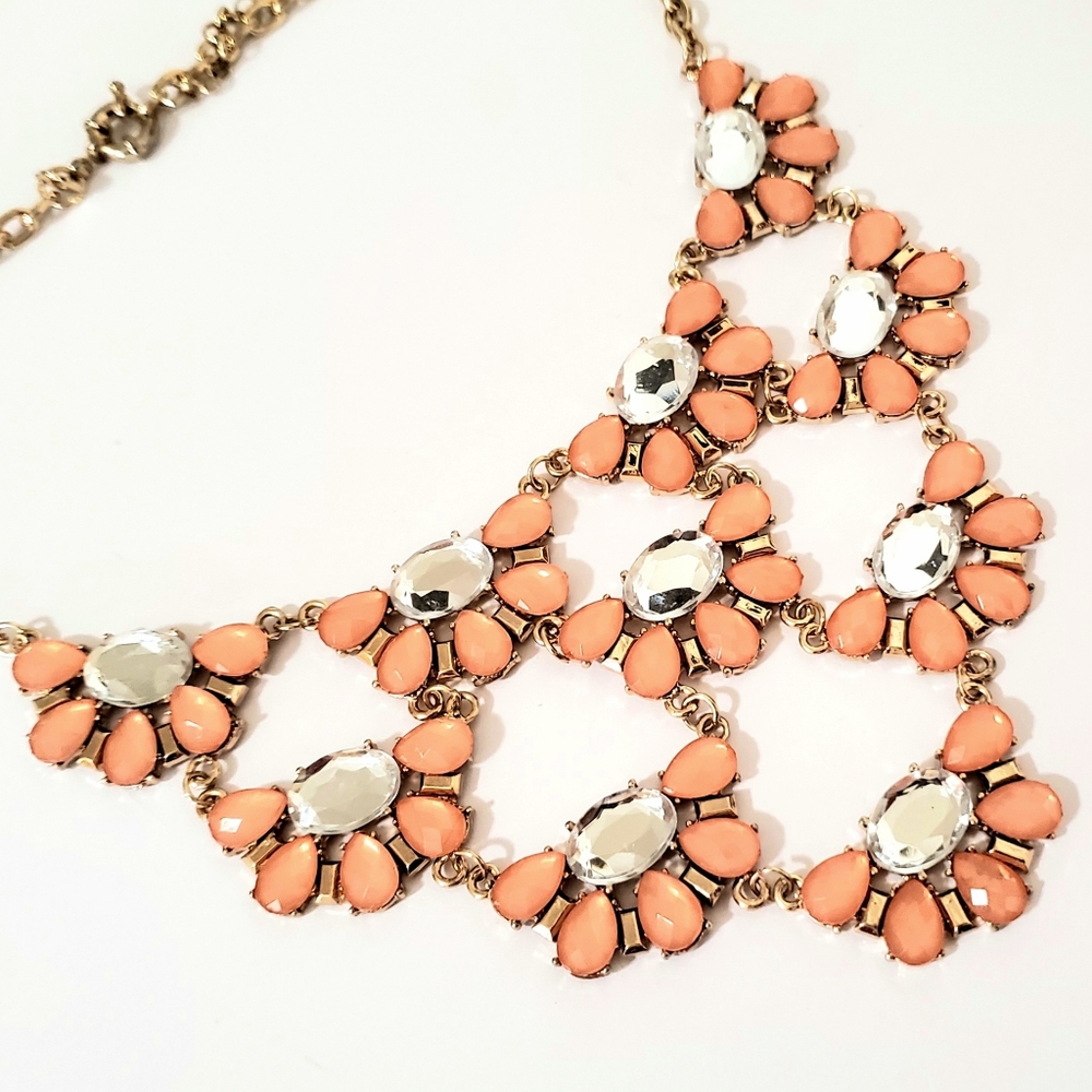 J CREW MULTI FLOWER JEWELS BIB CHOKER NECKLACE
